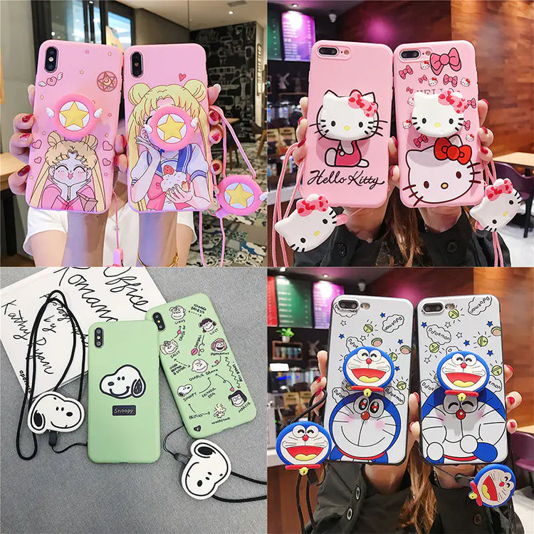 Cute Snoopy Phone Case with Built-in Stand and Screen Protector