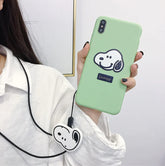Cute Snoopy Phone Case with Built-in Stand and Screen Protector