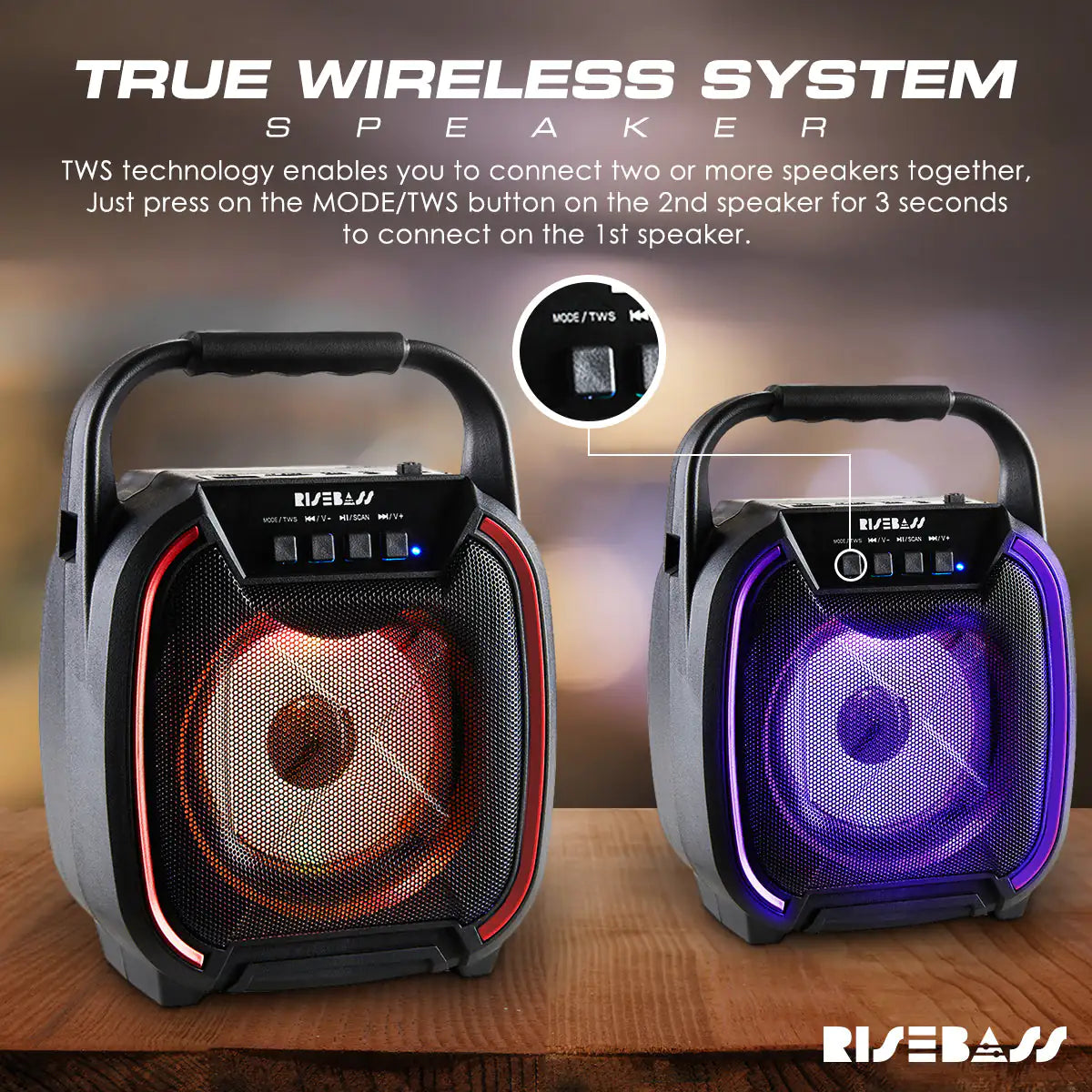 8" 600 watt Speaker - Portable Wireless Bluetooth 