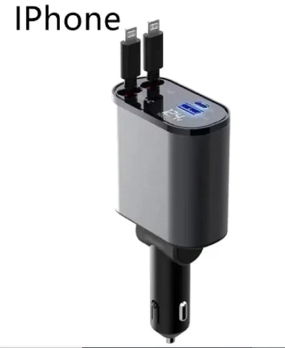 100W Metal Car Charger with Super Fast USB-C Charging Adapter