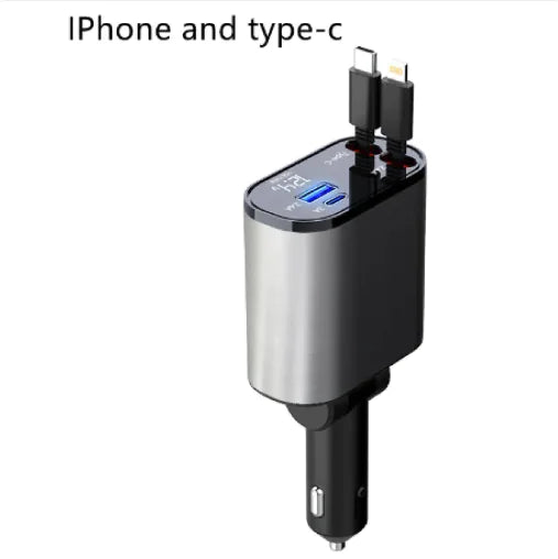 100W Metal Car Charger with Super Fast USB-C Charging Adapter