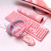 Cute Pink Mechanical Gaming Keyboard for Girls
