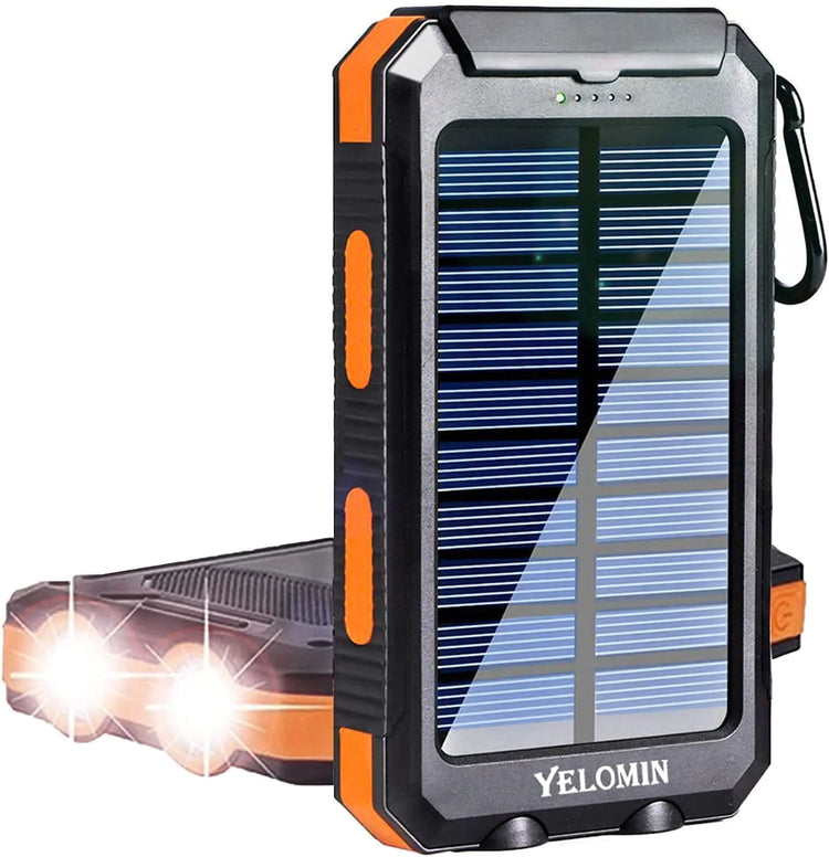 YELOMIN 20000mAh Solar Power Bank with Dual USB Charging Ports
