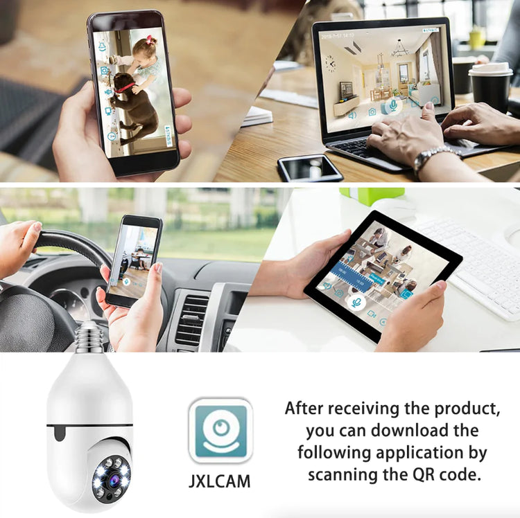 Smart E27 Light Bulb Camera with 360 Degree View and IR Night Mode