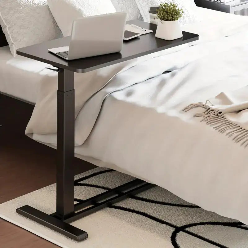Standing Scroll Side Table with Hidden Wheels for Easy Mobility