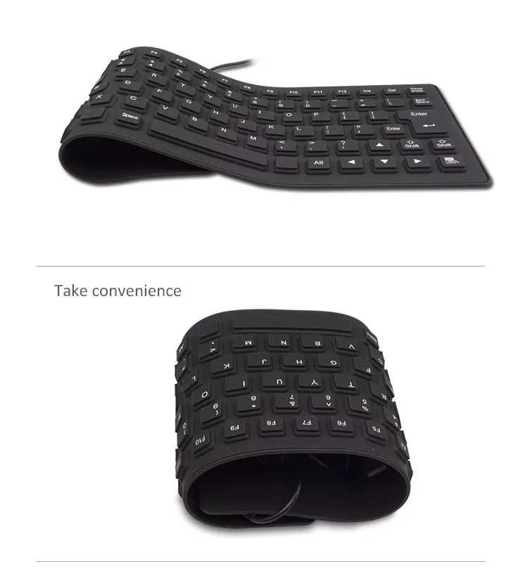Waterproof Foldable Silicone USB Keyboard with Flexible Design