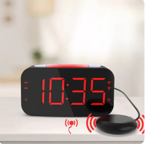 Vibrating Alarm Clock with LED Display and Bed Shaker