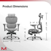 D2 Pro Ergonomic Office Chair with Adjustable Lumbar Support and Footrest