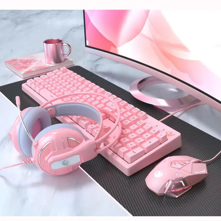 Cute Pink Mechanical Gaming Keyboard for Girls