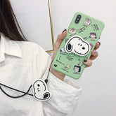 Cute Snoopy Phone Case with Built-in Stand and Screen Protector