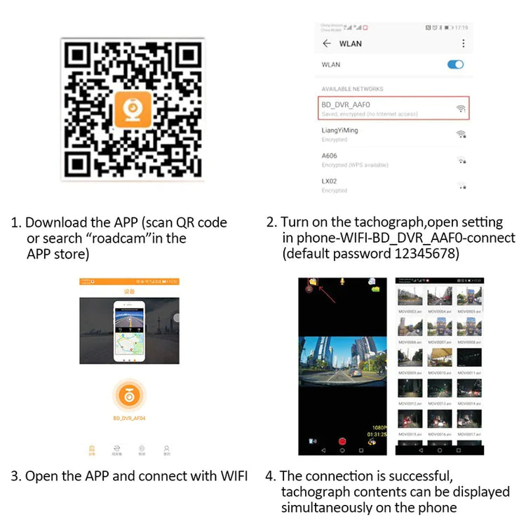 1080P Car Dash Camera with Built-in WiFi and Impact Detection