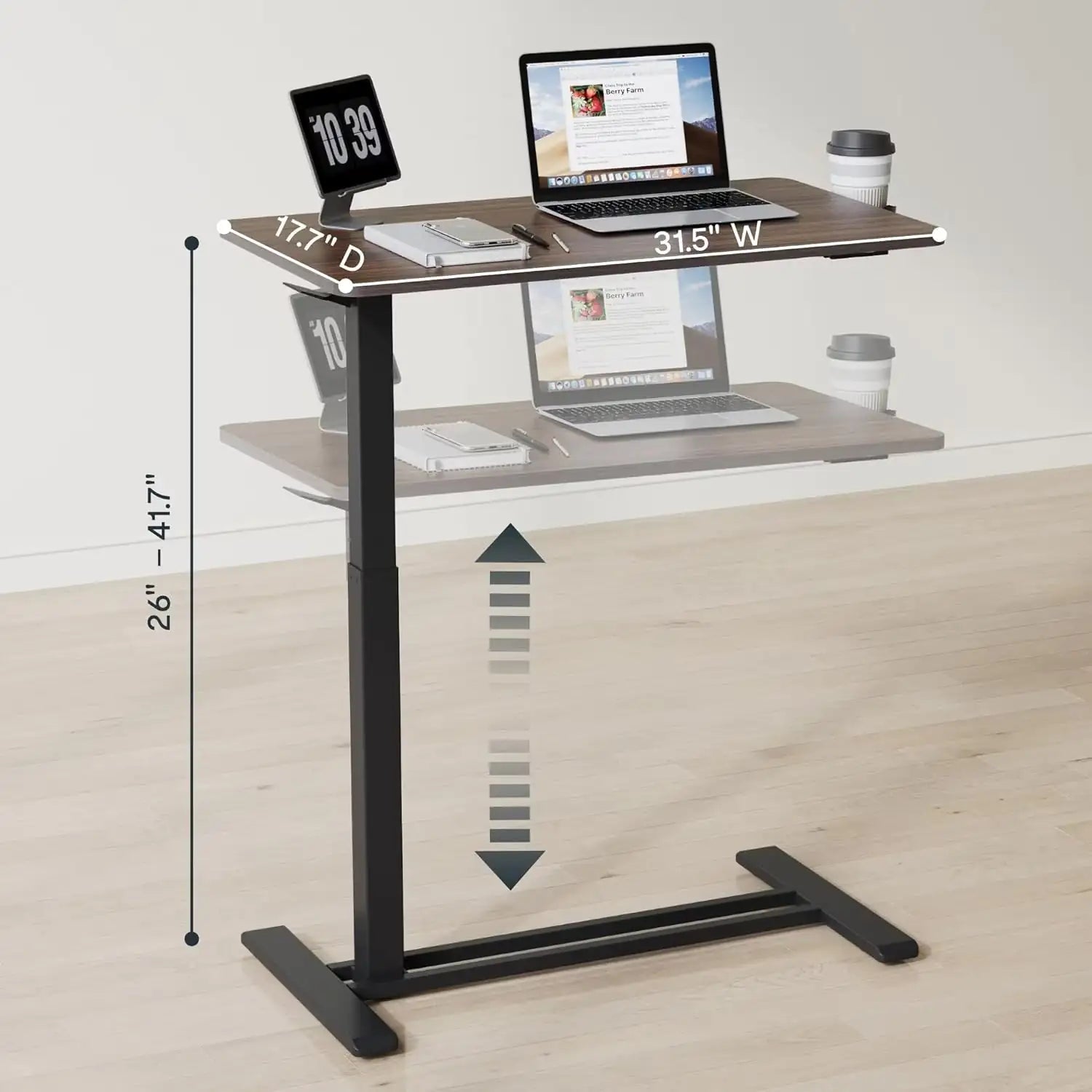 Decorative Standing Scroll Table with Concealed Rolling Wheels