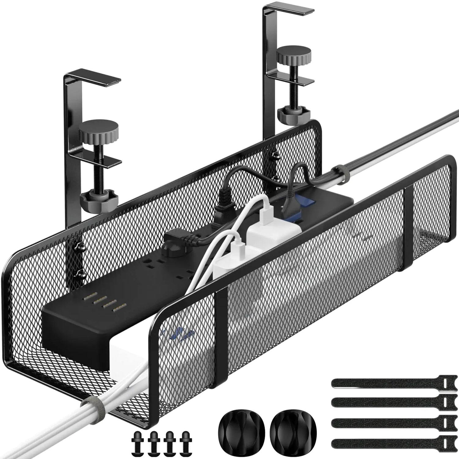 No Damage Under Desk Cable Management Tray for Cord Organization