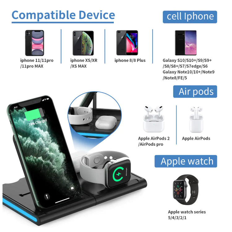 Magnetic Power Tiles 4-in-1 Wireless Charging Station for Multiple Devices
