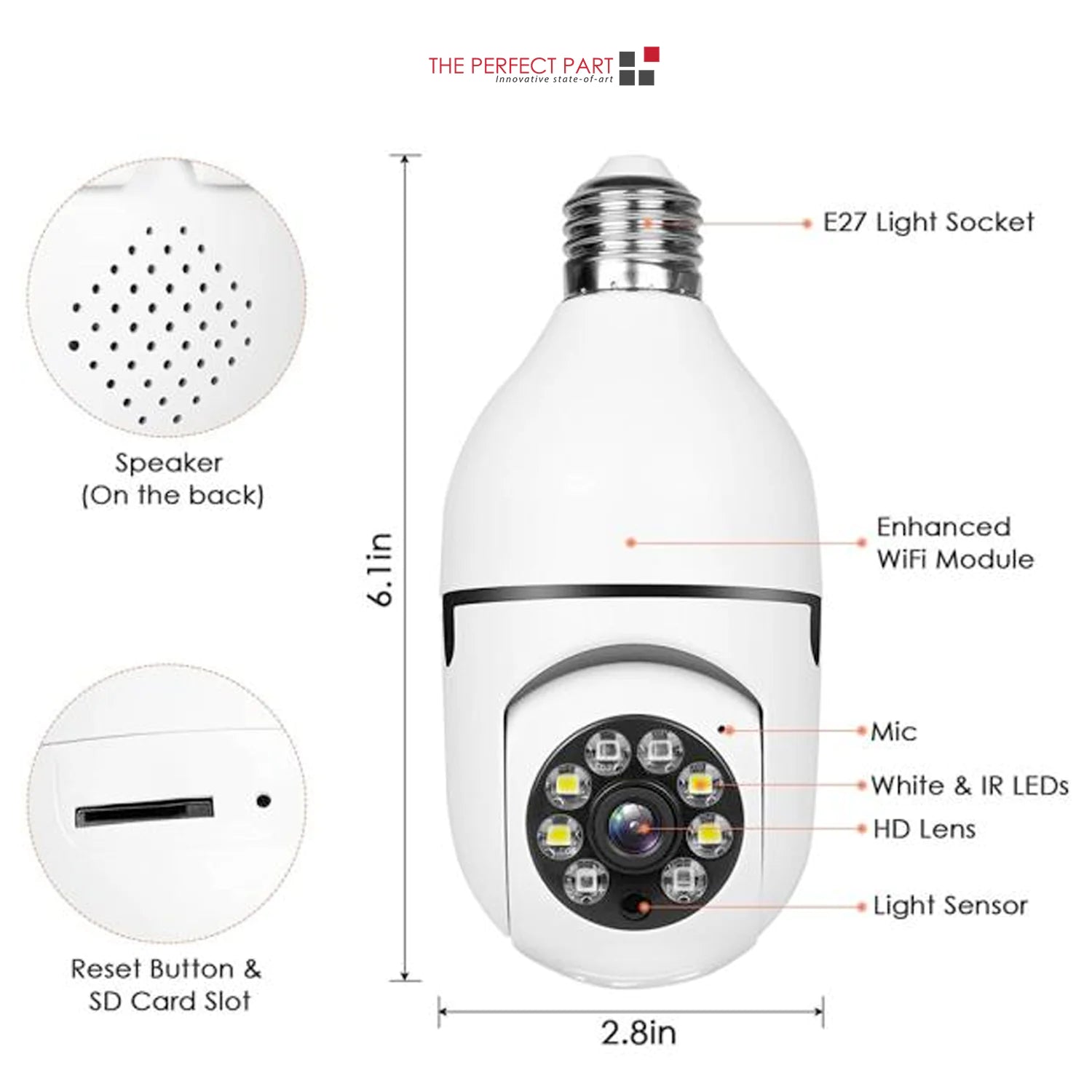Smart Home Light Bulb Security Cam with 1080P and Wireless Access
