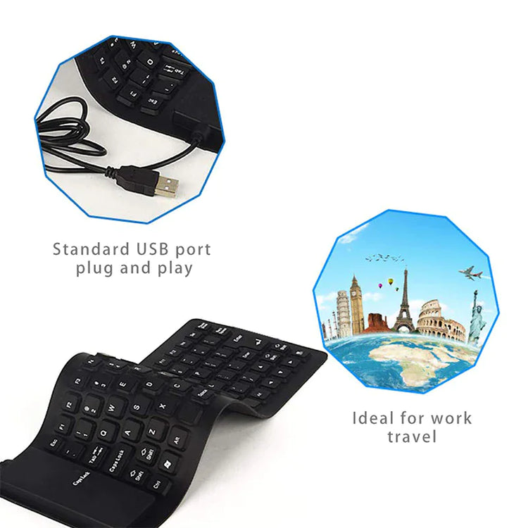 Waterproof Foldable Silicone USB Keyboard with Flexible Design