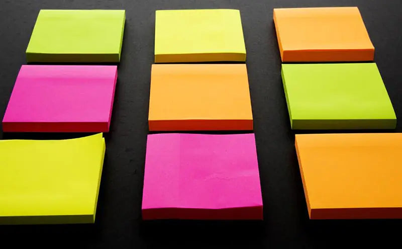 Bright Neon Stick On Notes 3" x 3" – 4 Pack of Sticky Notes