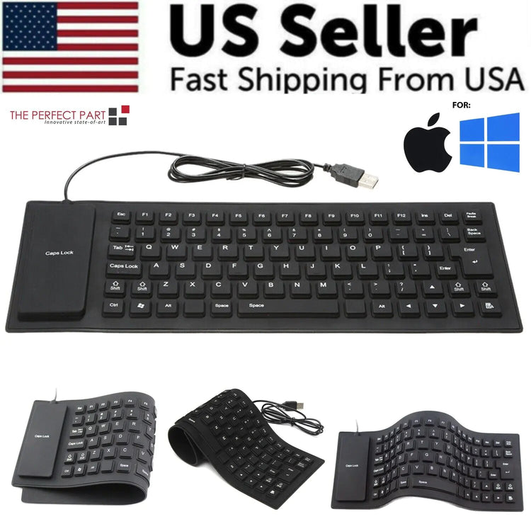 Flexible Silicone Keyboard with USB Connection and Waterproof Protection